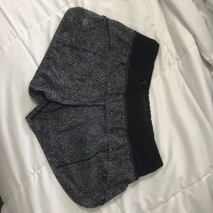 black and white scribble lululemon shorts, size 2